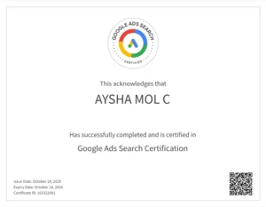 Google Ads Search Certification-Best Digital Marketing Consultant in Wayanad
