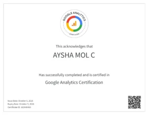 Google Analytics Certification-Best Digital Marketing Consultant in Wayanad